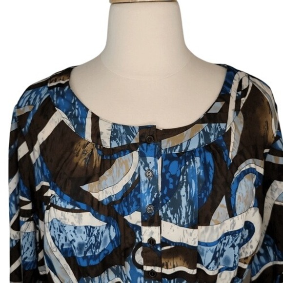 Ashley‎ Stewart Button Down Smocked Waist Top - Picture 2 of 9